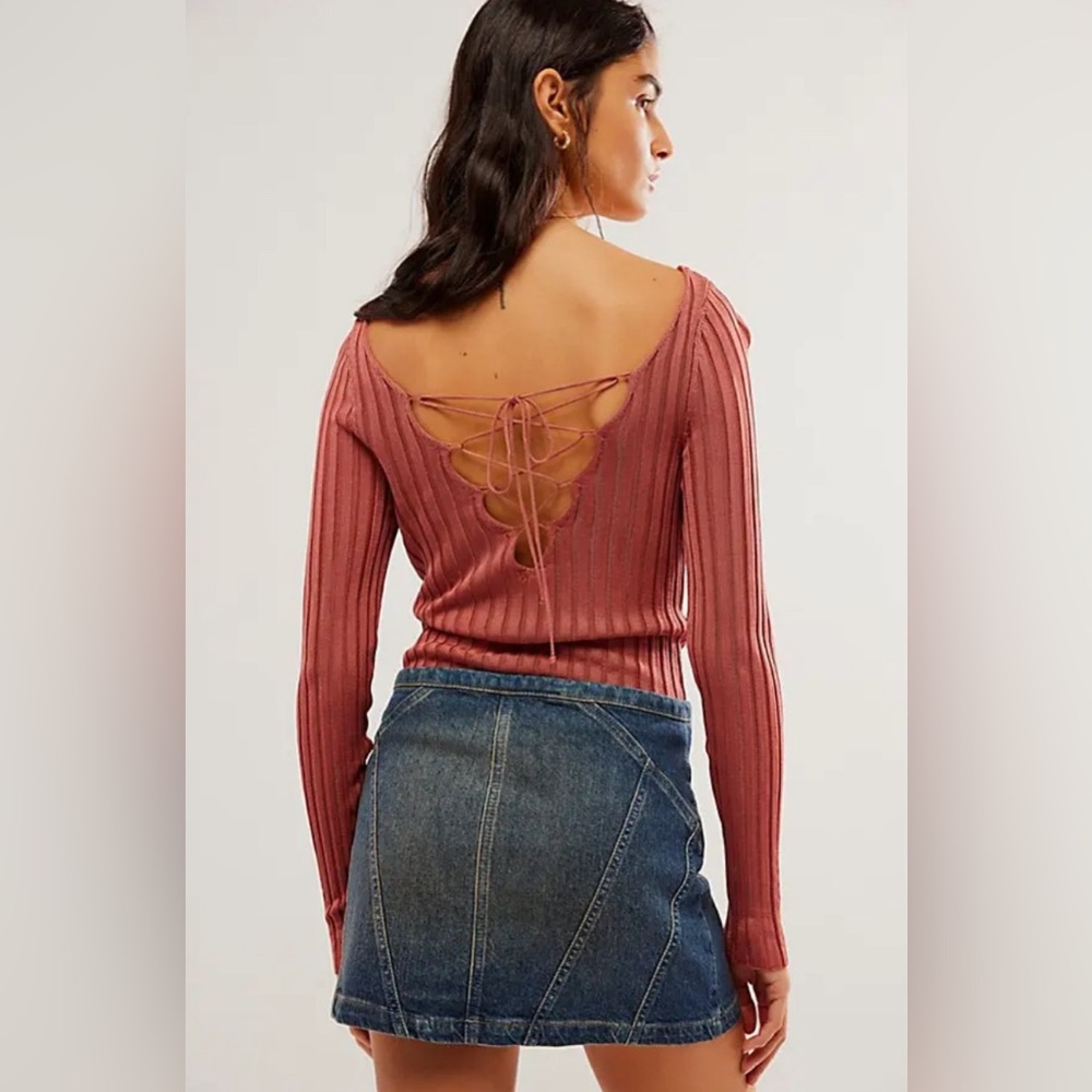 Free People NWOT Hits Different Lace-Up Top